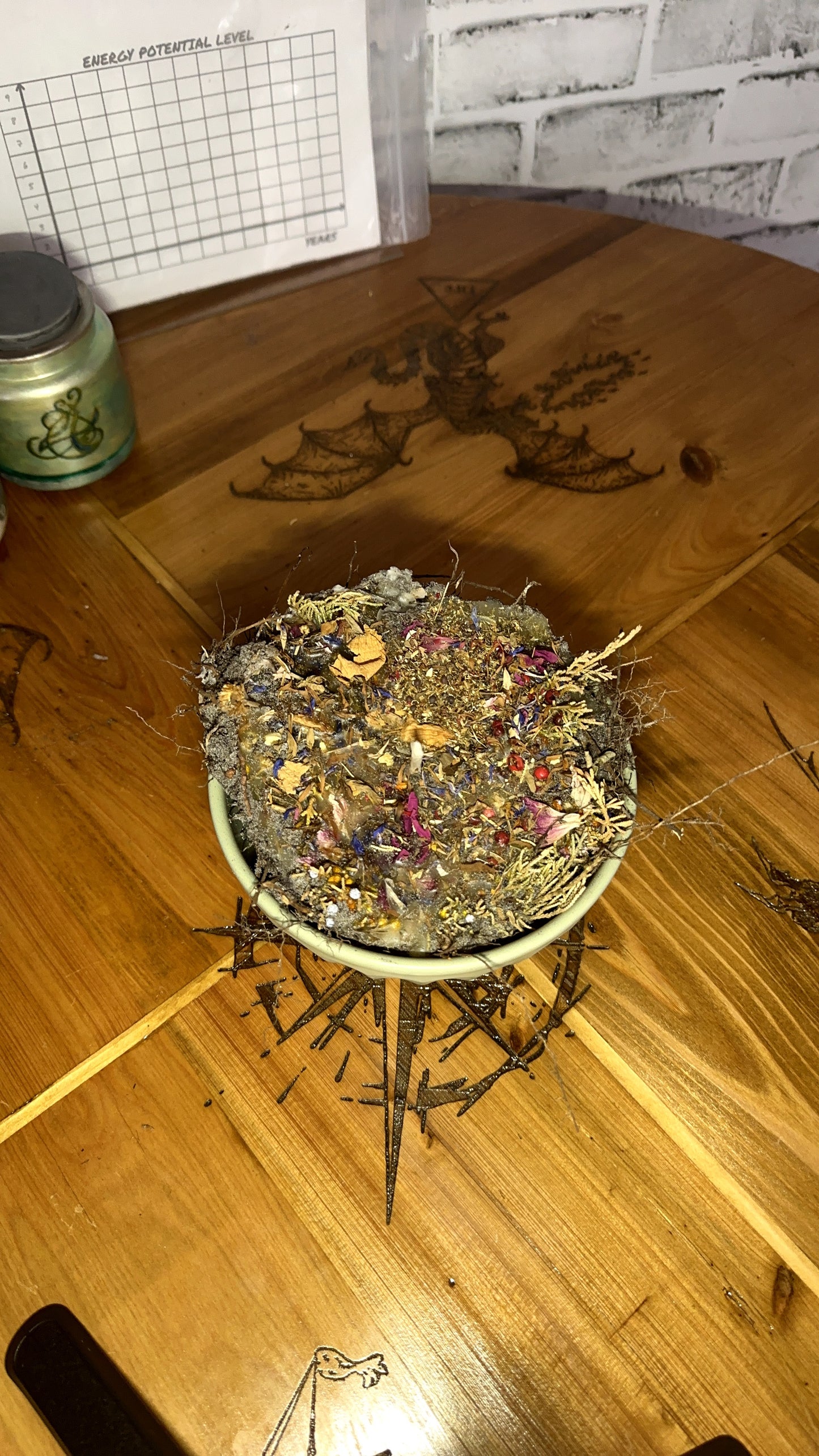 Solstice " Greenmother’s Flame" Beeswax Candle for Litha's Prosperity & Strawberry Moon Energy with Sigil, Herbs & Crystals for Protection, Health, and Abundance