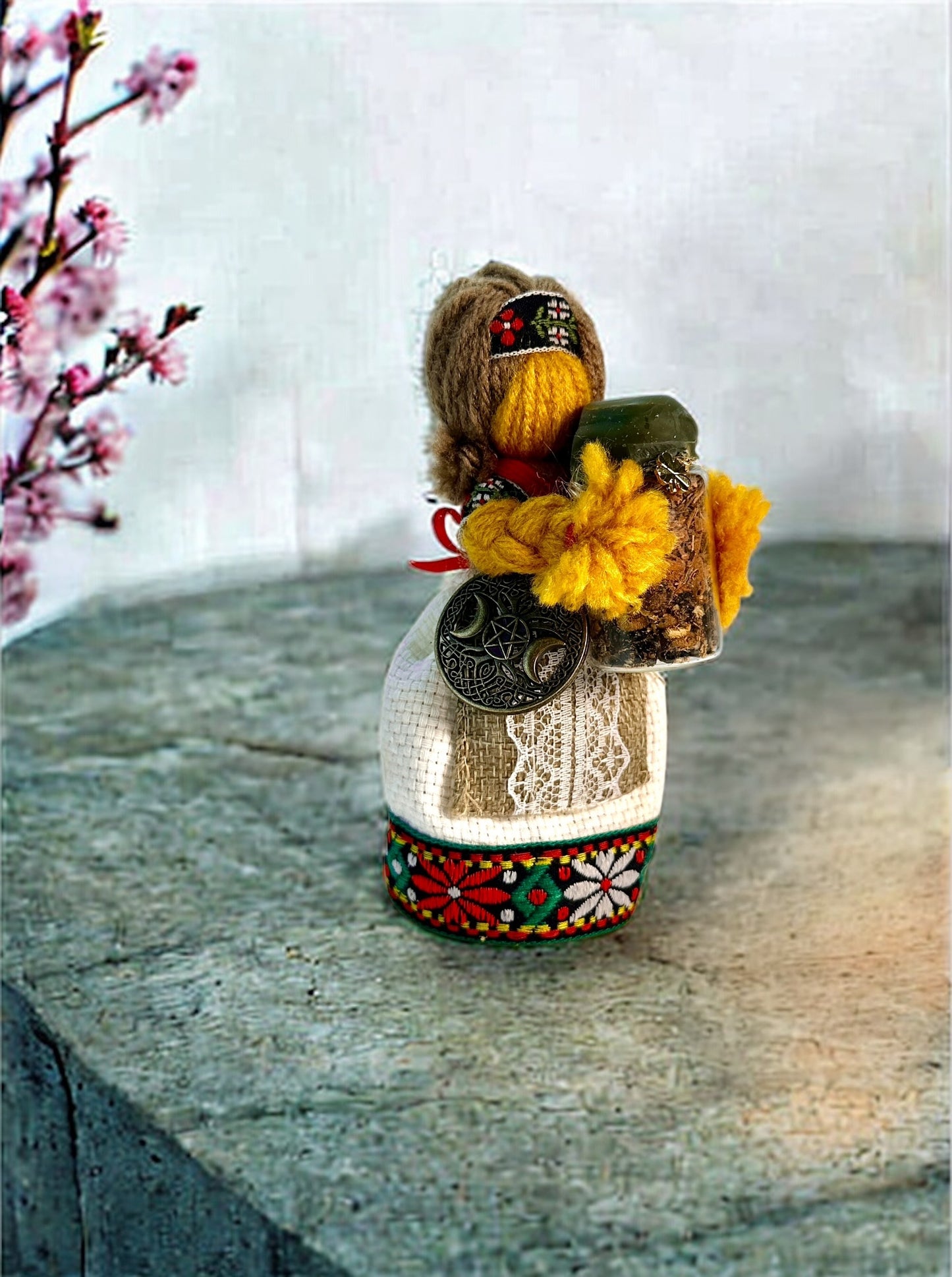 "Enchanted Guardian" Yarn Motanka Doll w/ Enchanted Bottle | Protection Spell & Home Blessing