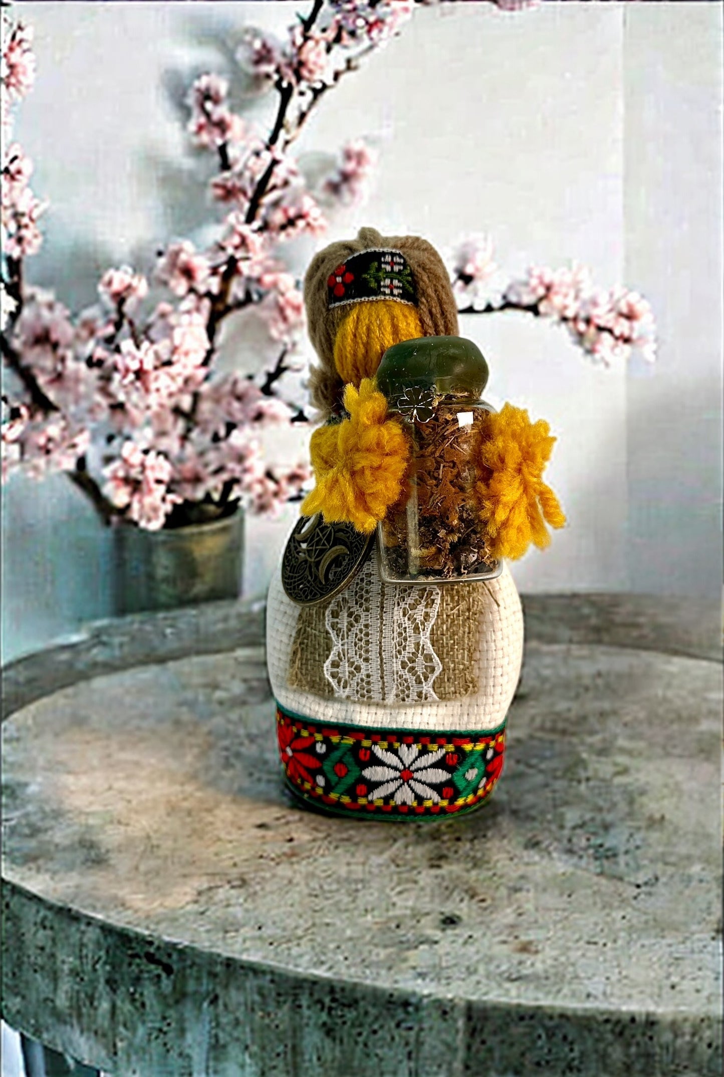 "Enchanted Guardian" Yarn Motanka Doll w/ Enchanted Bottle | Protection Spell & Home Blessing