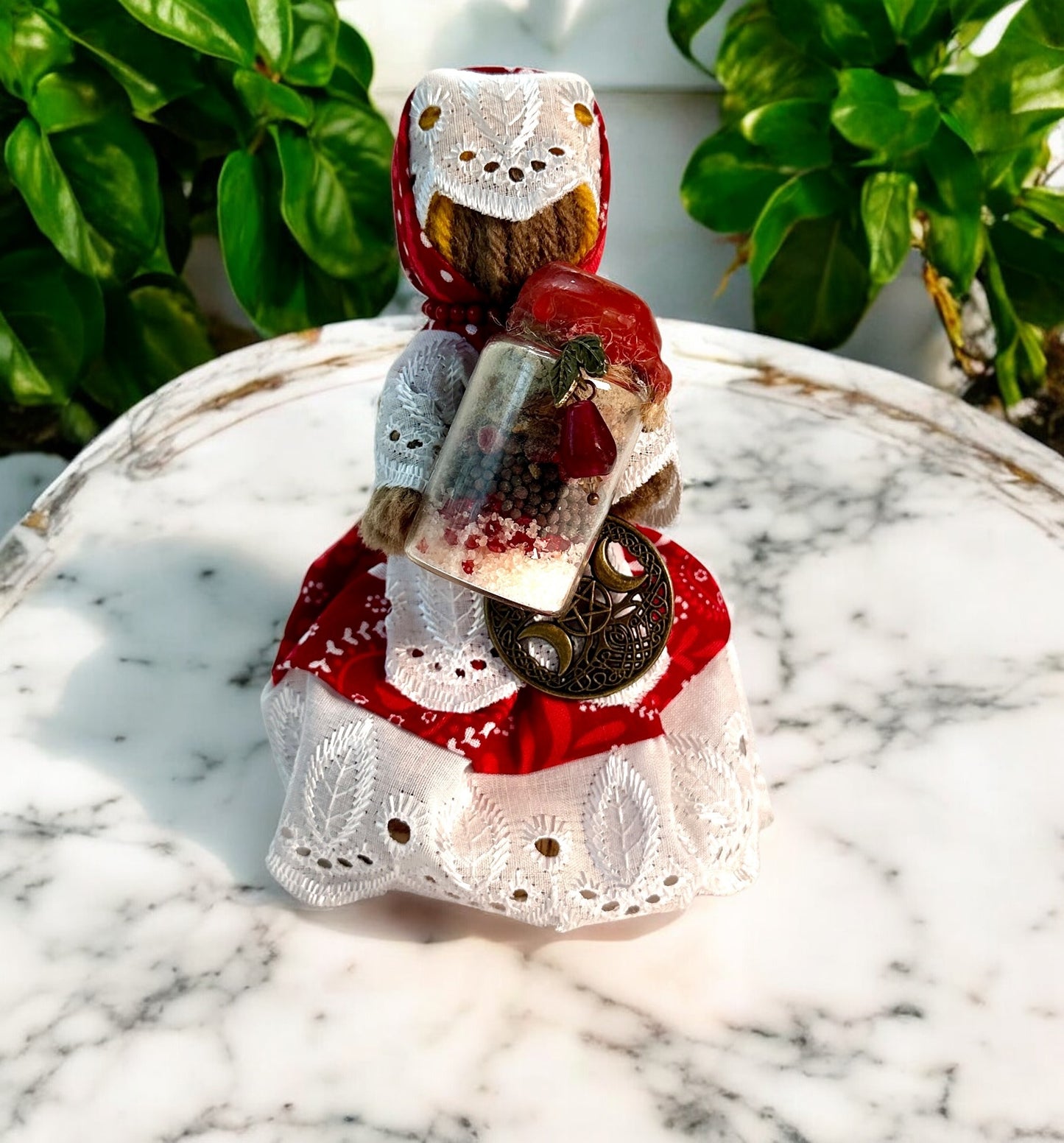 "Enchanted Guardian" Yarn Motanka Doll w/ Enchanted Bottle | Protection Spell & Home Blessing