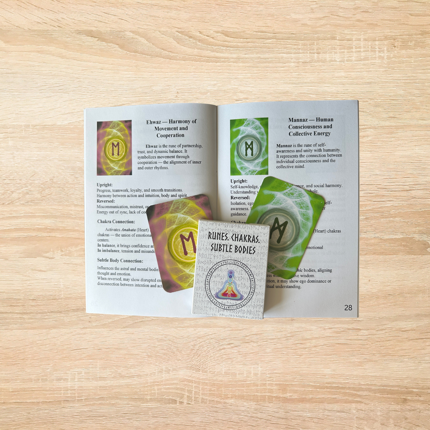 “Runes.Chakras.Subtle Bodies.”Rune Card Deck with Interpretation Booklet