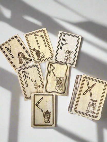 Basswood Rune/Tarot Card Deck with Interpretation Guide .
