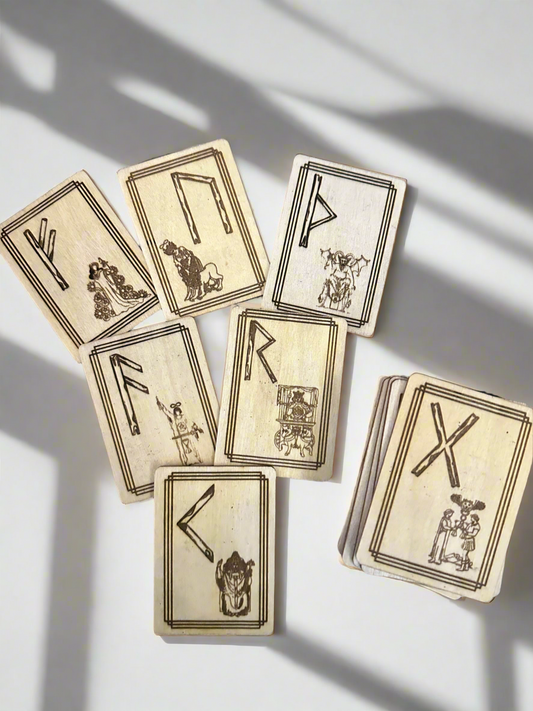 Basswood Rune/Tarot Card Deck with Interpretation Guide .