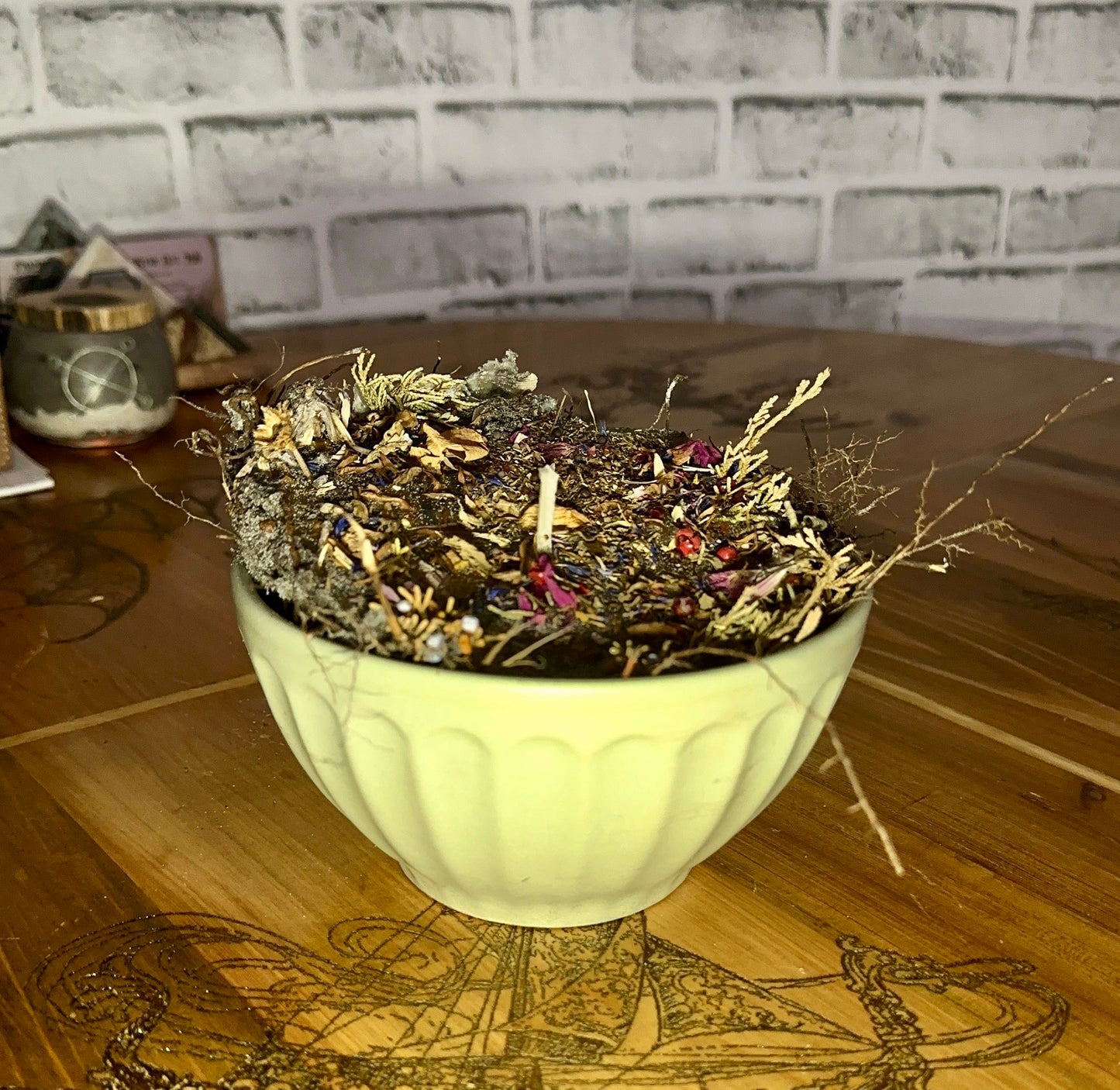 Solstice " Greenmother’s Flame" Beeswax Candle for Litha's Prosperity & Strawberry Moon Energy with Sigil, Herbs & Crystals for Protection, Health, and Abundance