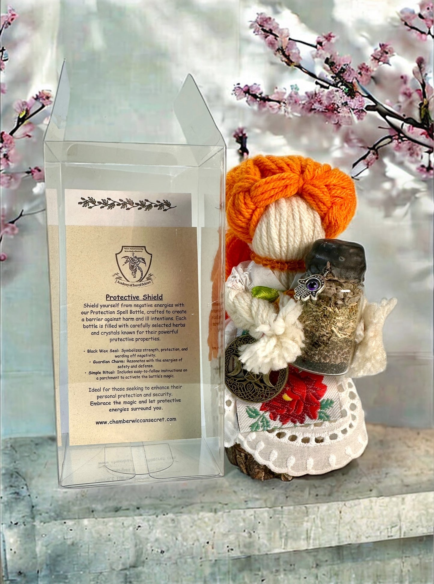 "Enchanted Guardian" Yarn Motanka Doll w/ Enchanted Bottle | Protection Spell & Home Blessing