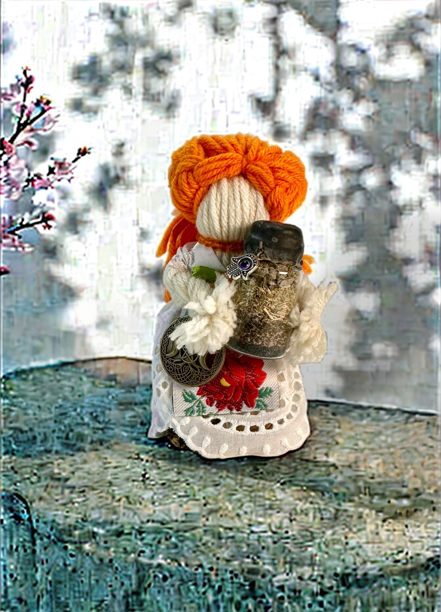 "Enchanted Guardian" Yarn Motanka Doll w/ Enchanted Bottle | Protection Spell & Home Blessing