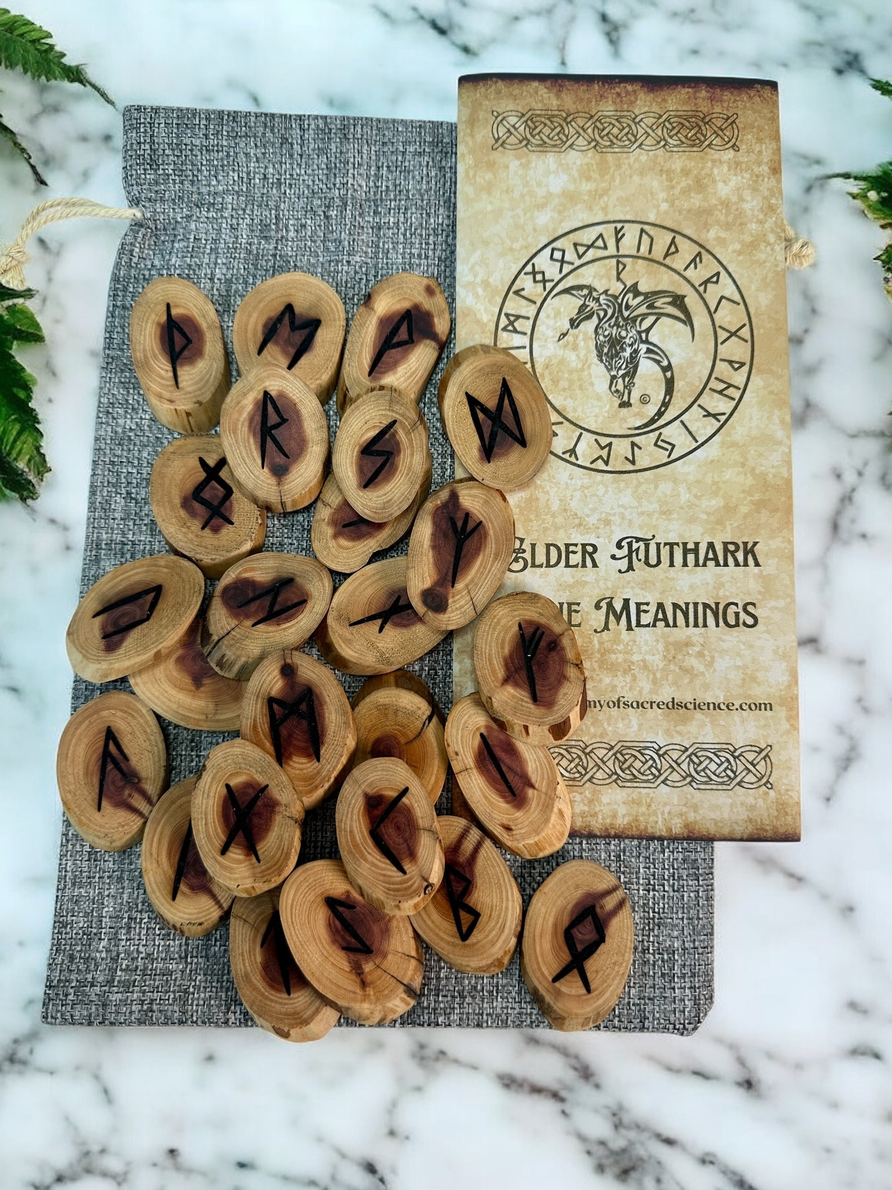 Futhark Rune Set Driftwood Cedar Elder Futhark Rune Set with Guide – Academy of Sacred ...