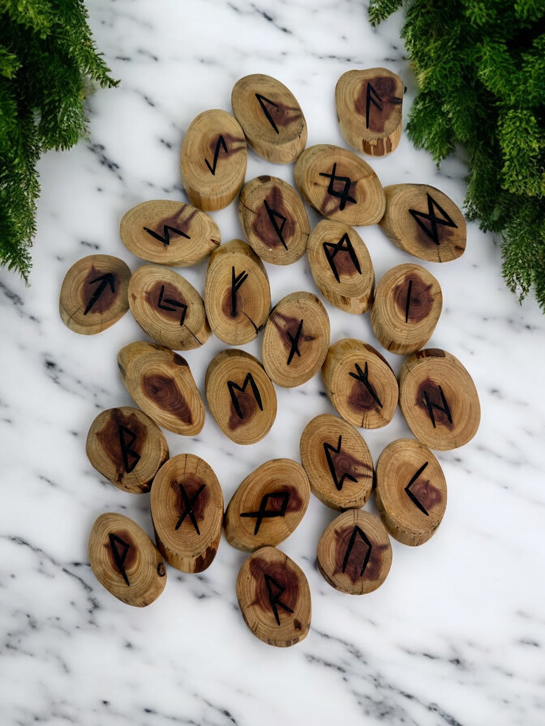 Driftwood Cedar Elder Futhark Rune Set with Guide – Academy of Sacred ...