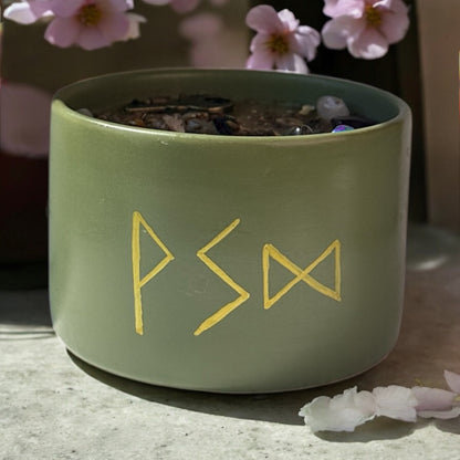 Handcrafted Beeswax Candle with runic code for Joy, Transformation & Self-Realization