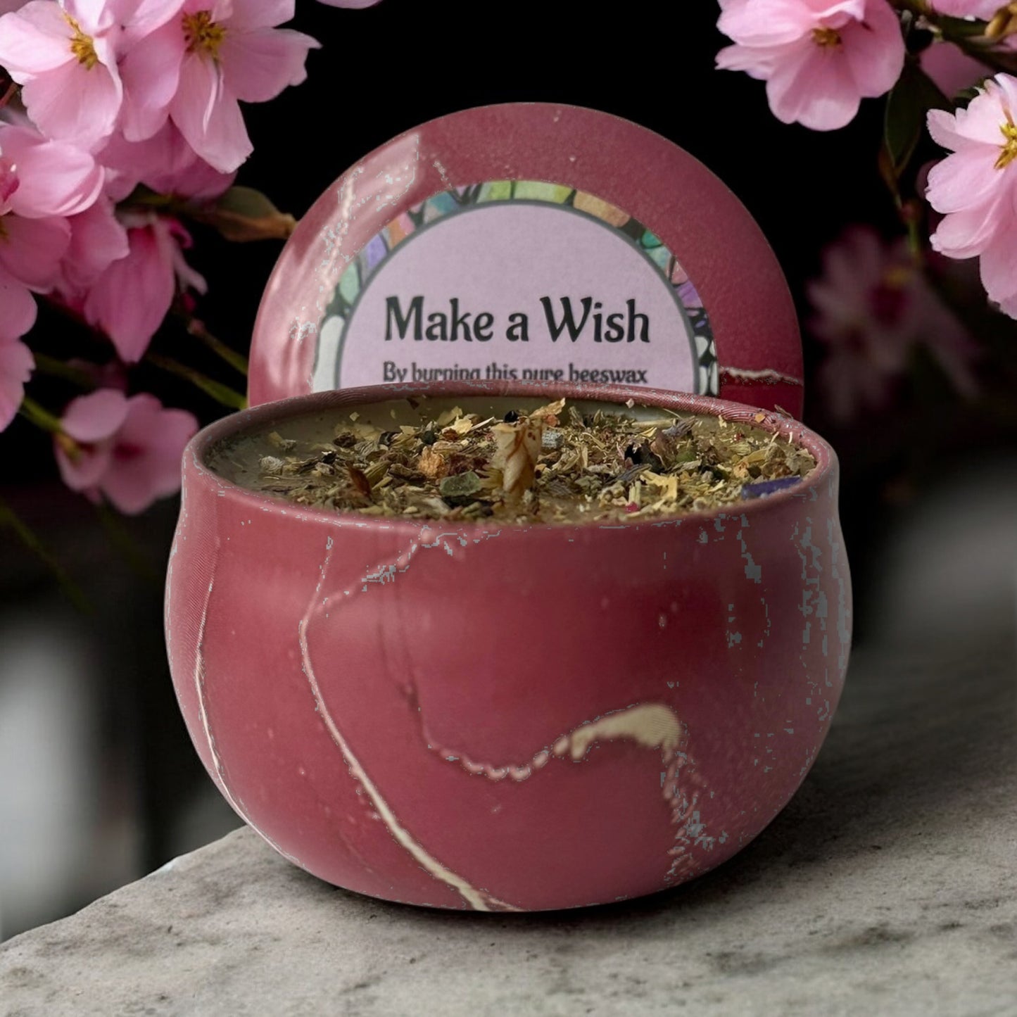“MANIFEST CANDLES” Beeswax Candle with Herbs & Crystals will help you Manifest your Intentions and Desires