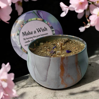 “MANIFEST CANDLES” Beeswax Candle with Herbs & Crystals will help you Manifest your Intentions and Desires
