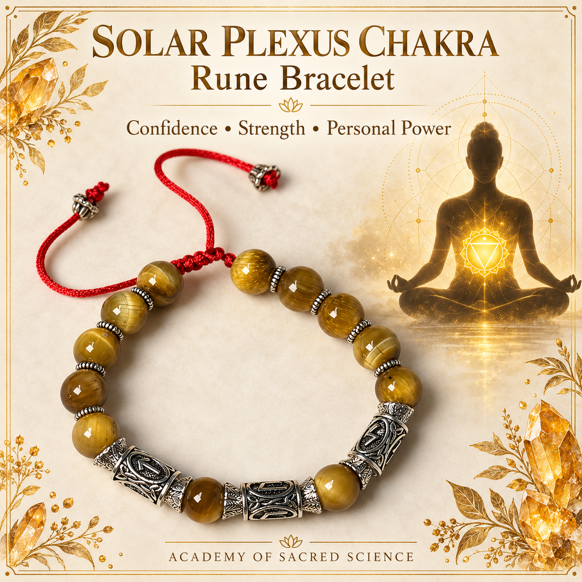 Solar Plexus Chakra Rune Bracelet