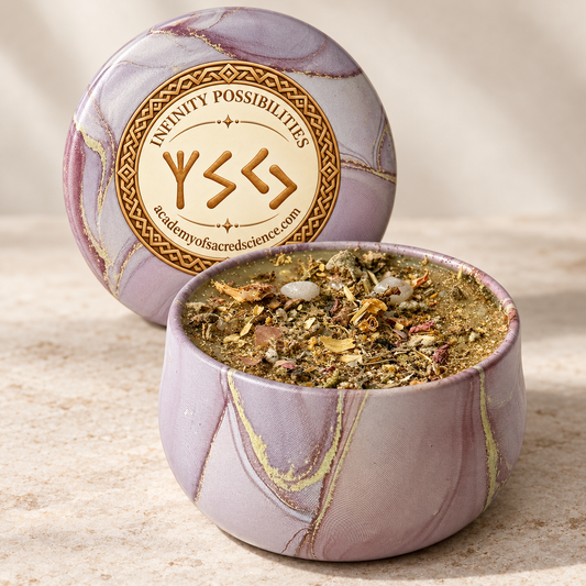 Beeswax Intention Candle with Seven Herbs & Seven Crystals