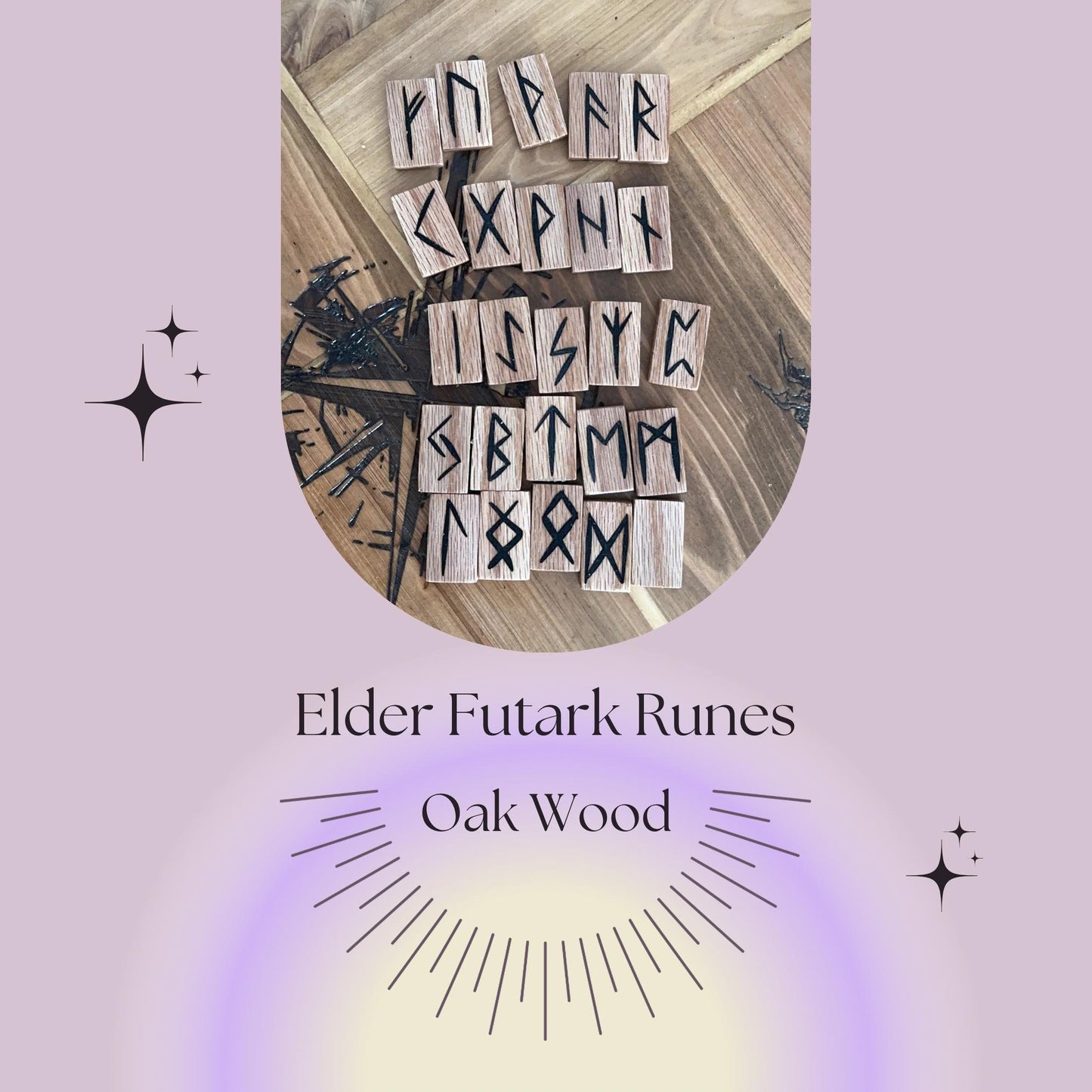 Handmade Oak Wood Runes Set with Interpretation Guide - 25 Elder Futha ...