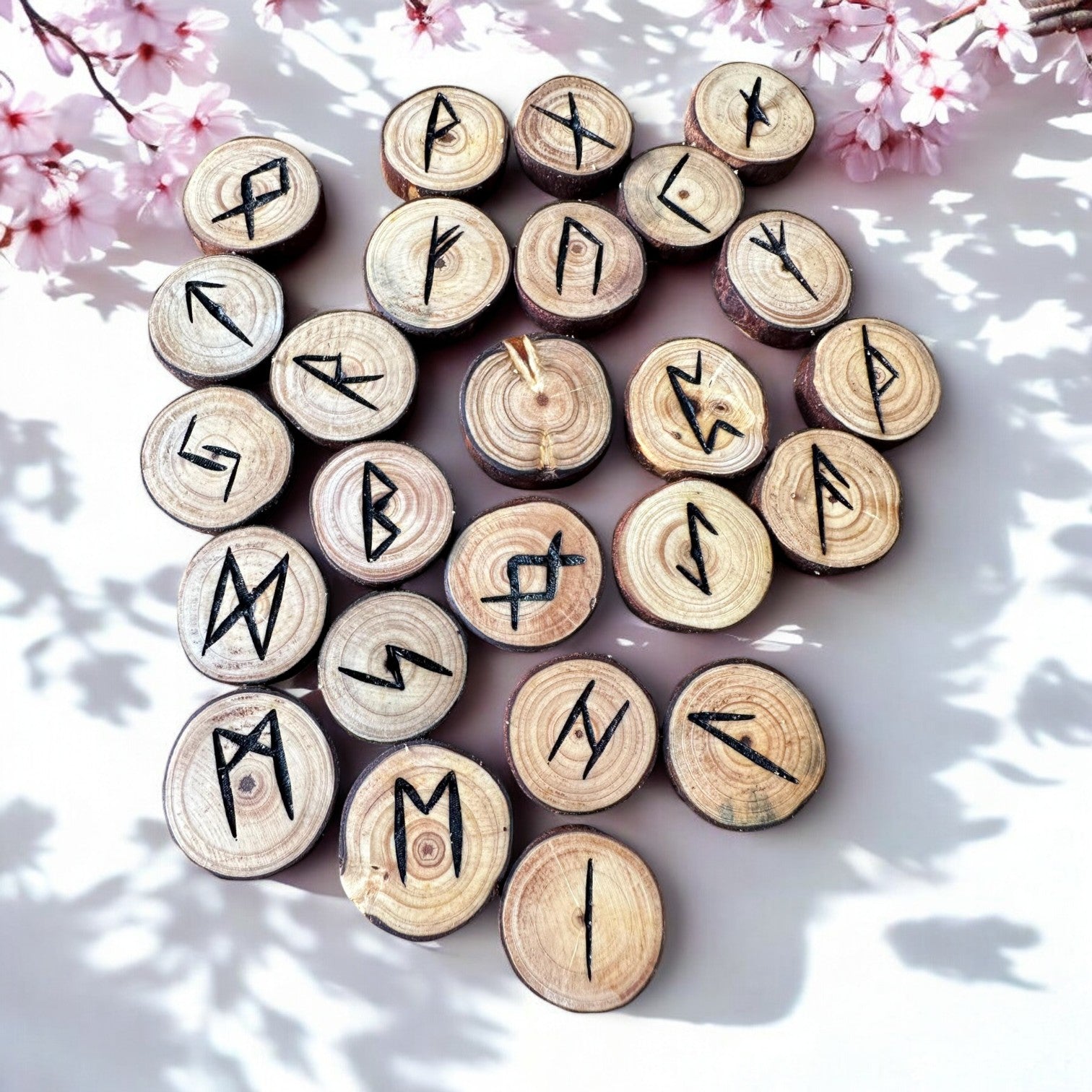 Pine Tree Wood Runes Set with Interpretation Guide - 25 Elder Futhark ...